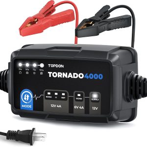 Car Battery Charger, TOPDON T4000 4A/1A Auto Smart Battery Maintainer Desulfator for Lead-Acid/Lithium ion Batteries