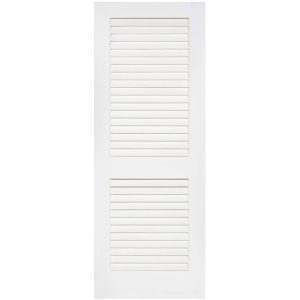 24 in. x 80 in. White Plantation Louver Panel Solid Core Wood Interior Door Slab