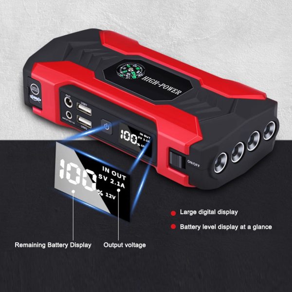 Dazzduo Emergency power supply,USB Display/Safety Hammer/LED Car Jump 12.0V Dual USB Display/Safety Power 3.0L or Jump 12.0V Battery Support Low-Temperature Dual Battery Power 3.0L or 1.5L Diesels - Image 6