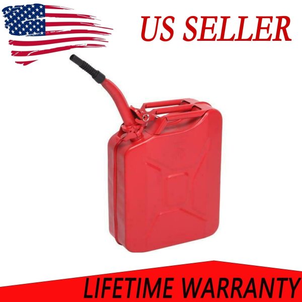 Clearance 5 Gallon 20 Liter Authentic Jerry Can with Quick Flow Rate, Leakproof Bayonet Closure and Spout, and Rust-Resistant Lining, Red - Image 2