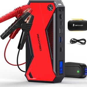 DBPOWER Red 800A Peak 18000mAh Portable Car Jump Starter Battery Booster with LCD Screen