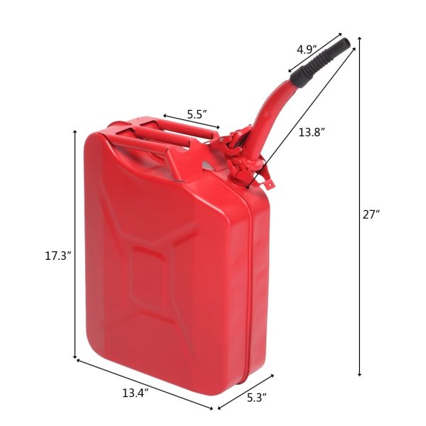 DreamBuck Jerry Cans for Gasoline, 20L 5 Gallon Metal Gas Can with Fuel Can and Spout System, US Standard Cold-Rolled Plate Petrol Diesel Can, Jerry Fuel Can, Gasoline Bucket with Oil Pipe, Red - Image 2