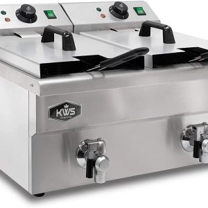 KWS DY-16 Commercial 3500W Electric Deep Fryer 15L Stainless Steel with Faucet Drain Valve System for Commercial Restaurant