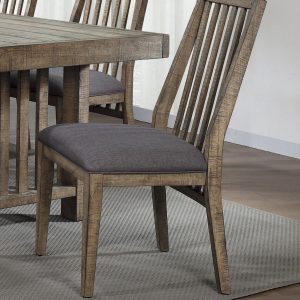 Rustic Design Wooden Side Chairs 6pc Set Padded Seat Natural Weathering Look Home Furniture