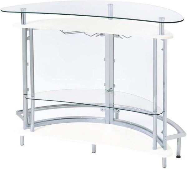FJU Metal Contemporary Home Bar Unit with Clear Acrylic Front in White - Image 2