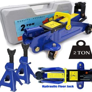 Dayplus 2T Floor Jack Car Trolley Jack Hydraulic Jack Quick Lift Jack with 2pcs Axle Stands 3 Ton