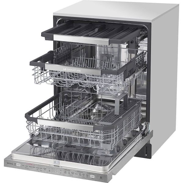 LG - SIGNATURE Top Control Built-In Dishwasher with Stainless Steel Tub, TrueSteam, 3rd Rack, 38dBA - Textured steel - Image 8