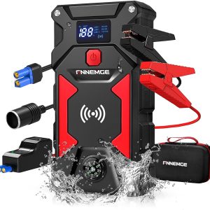 FNNEMGE Car Jump Starter 2500A Peak 24800mAh 12V Super Safe Jump Starter(Up to All Gas, 8.0L Diesel Engine), with 10W Wireless Charger Power Bank, with Smart Jumper Cable, USB Quick Charge 3.0