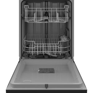 GE - Front Control Built-In Dishwasher, 52 dBA - Black