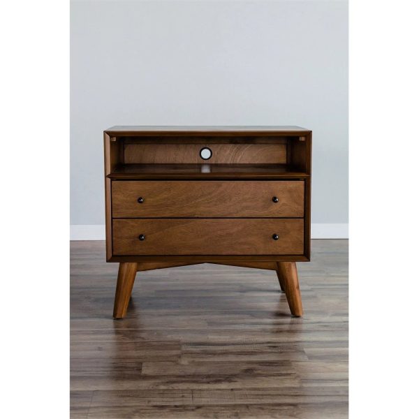 Home Square 4 Piece Set with Small TV Console Full Wood Bed & Large Nightstand - Image 23