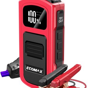 ECOMAX Car Jump Starter Box, 1500A Peak 15000mAh 12V Auto Battery Booster Pack with LED Light, Portable Power Bank Charge, ECA80