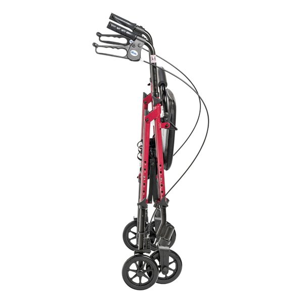 Drive Medical Adjustable Height Aluminum Frame Rollator with 6 Inch Casters, Red💝 Last Day For Clearance - Image 4
