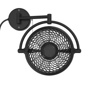 Alaska VIVI- 8 in. Wall Mount Swivel Fan with Folding Arm (Black)