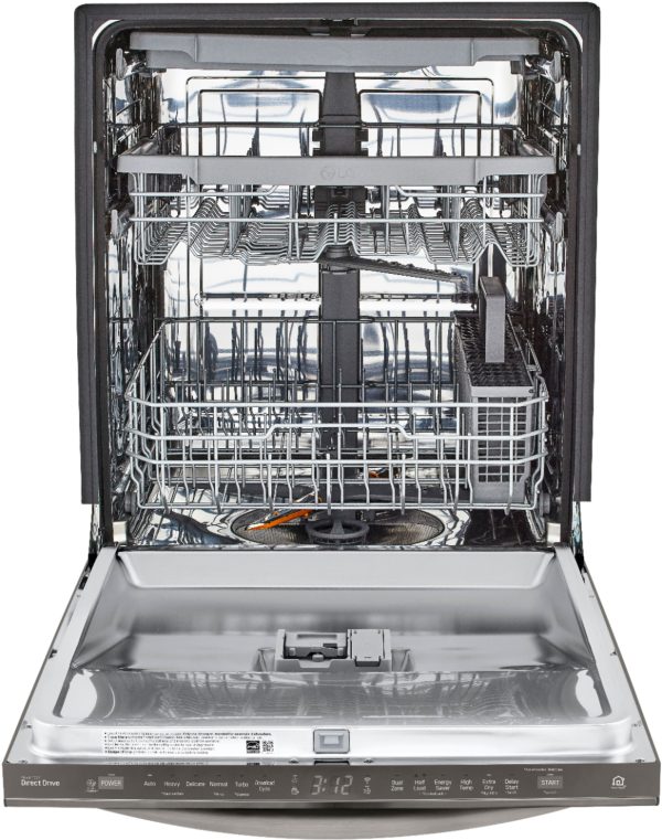 LG - 24" Top-Control Built-In Smart Wifi-Enabled Dishwasher with Stainless Steel Tub, Quadwash, and 3rd Rack - Black stainless steel - Image 6