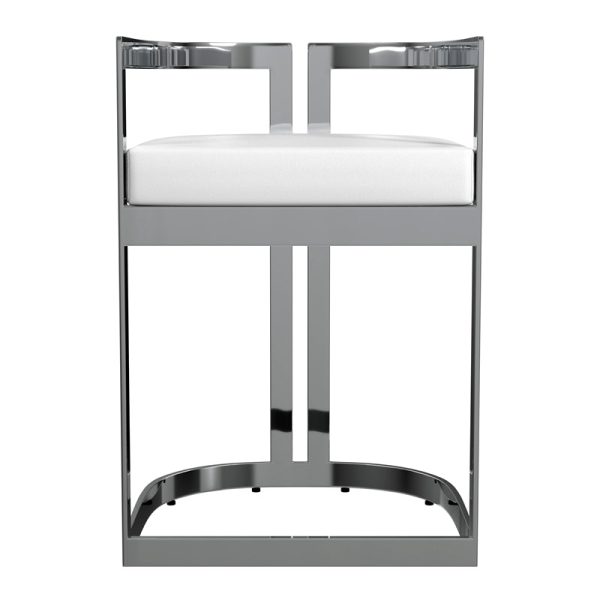Butler Specialty Company Clarence Faux Leather 23" Dining Stool - Nickel Plated - Image 2