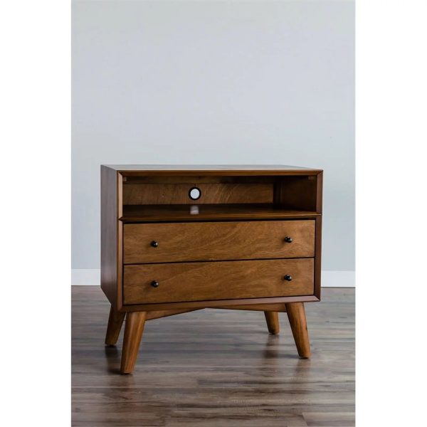 Home Square 4 Piece Set with Small TV Console Full Wood Bed & Large Nightstand - Image 25