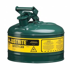Justrite Type I Safety Can,2.5 gal,Green,11.5In H 7125400