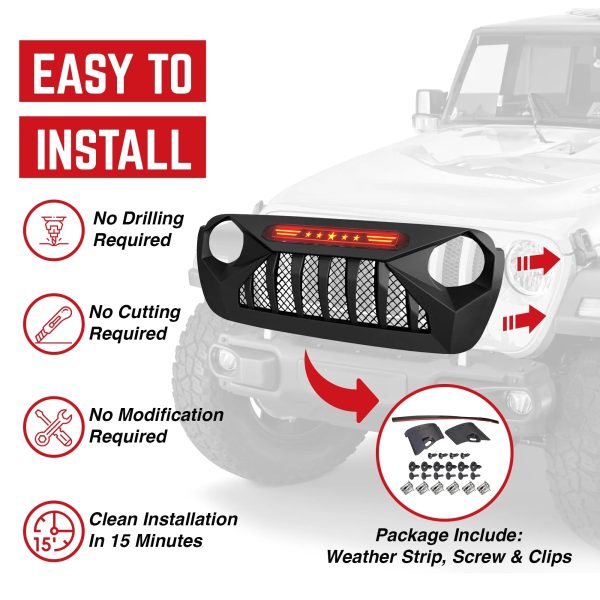 AMERICAN MODIFIED Demon Grille w/Red Lights for 18-21 Wrangler/Gladiator - Image 4