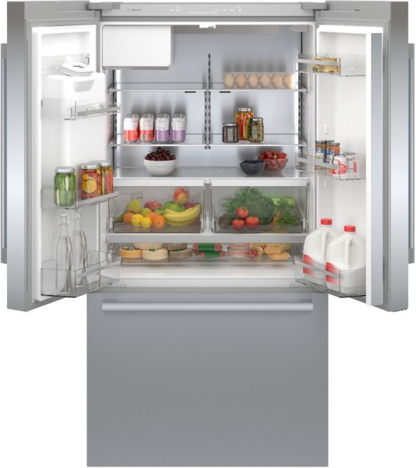 Bosch - 500 Series 21 Cu. Ft. French Door Counter-Depth Smart Refrigerator with External Water and Ice Maker - Stainless steel - Image 15