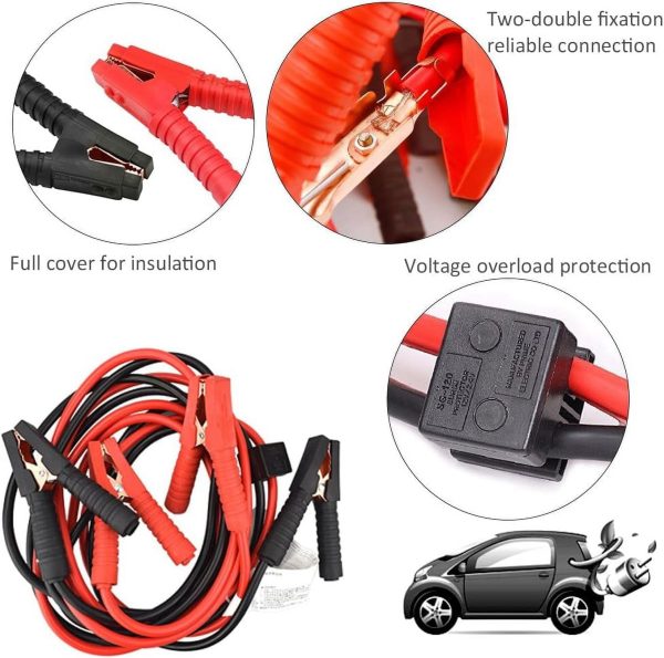 Foxnovo 6m 3000A Car Battery Power Emergency Cable Jump Start Firing Line Power Wire Copper Clip Clamp Boost Cord Bateria Auto (Black and Red) - Image 8