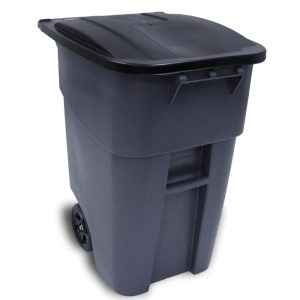 50 gal BRUTE Roll Out Container with Lid, Gray