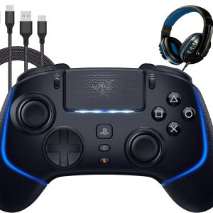 Razer Wolverine V2 Pro Wireless Controller Black HyperSpeed, Mecha-Tactile, RGB Lights for PS5 & PC With 6ft Type C Cable and Headset BOLT AXTION Bundle Like New