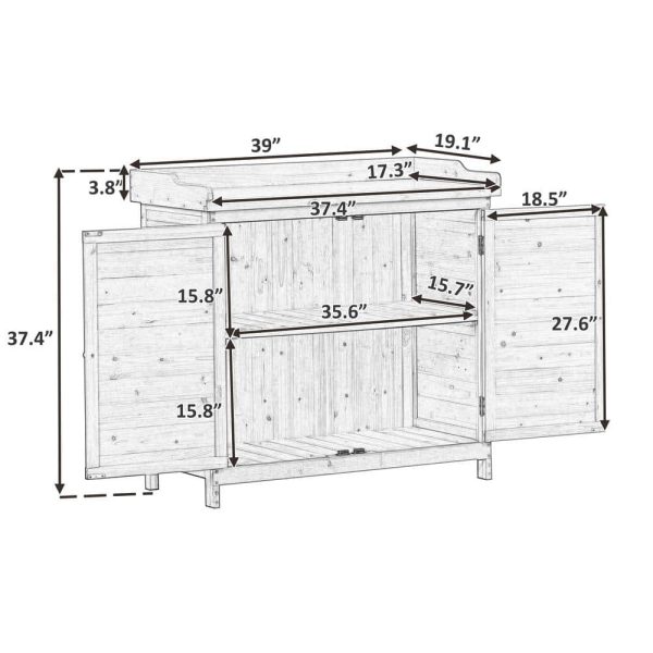 cenadinz Outdoor 39 in. Potting Bench Table, Rustic Garden Wood Workstation Storage Cabinet Garden Shed H-WF285324AAE - Image 2