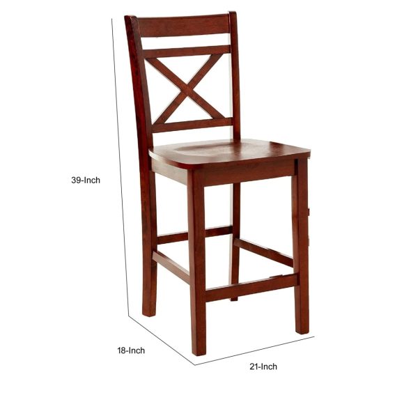 Acme Tartys Counter Height Chair (Set-2) in Cherry Finish - Image 5
