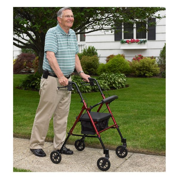 Drive Medical Adjustable Height Aluminum Frame Rollator with 6 Inch Casters, Red💝 Last Day For Clearance - Image 10