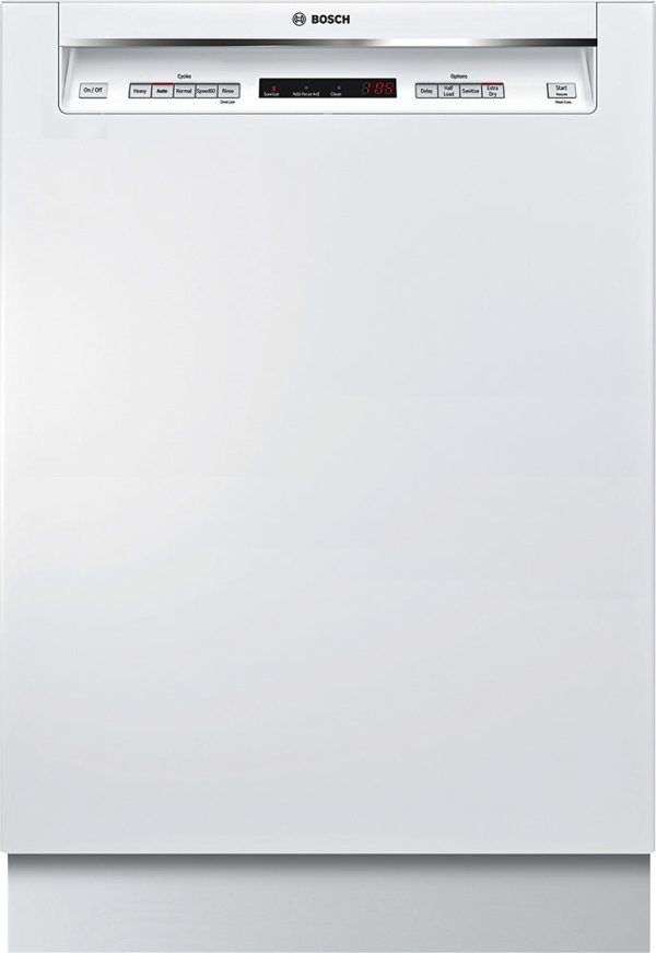 Bosch - 300 Series 24" Recessed Handle Dishwasher with Stainless Steel Tub - White