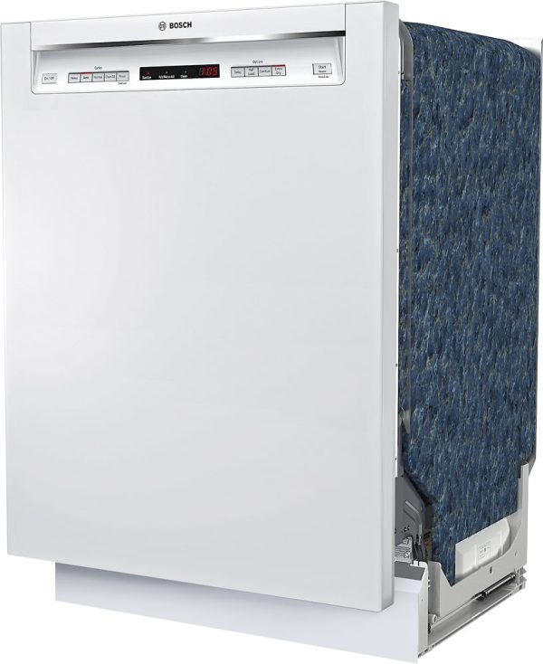 Bosch - 300 Series 24" Recessed Handle Dishwasher with Stainless Steel Tub - White - Image 3