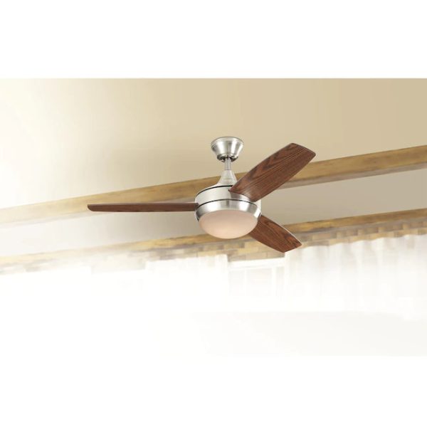 Harbor Breeze Beach Creek 44-in Brushed Nickel LED Indoor Downrod or Flush Mount Ceiling Fan with Light Remote (3-Blade) - Image 3