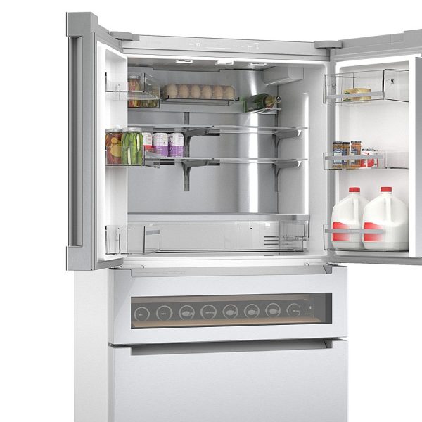 Bosch - 800 Series 20 Cu. Ft. 4-Door French Door Counter-Depth Smart Refrigerator with Beverage Cooler Drawer - Stainless steel - Image 5