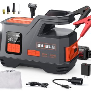 Biuble Car Jump Starter with Air Compressor, 4500A Peak 26800mAh 12V Auto with 150PSI Tire Inflator（up to All Gas or 10.0L Diesel Engine）