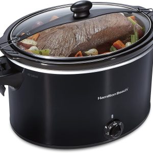 Hamilton Beach Slow Cooker， Extra Large 10 Quart， Stay or Go Portable With Lid Lock， Dishwasher Safe Crock， Black (33195)