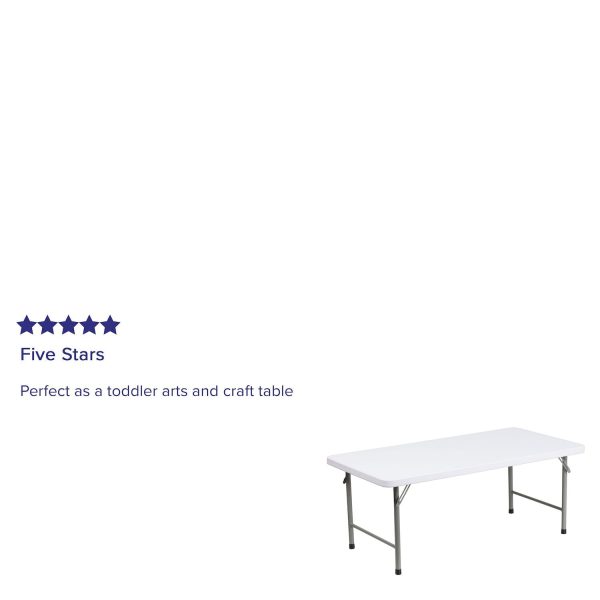 Emma and Oliver 4.93-Foot Kid's Granite White Plastic Folding Activity Table - Play Table - Image 5