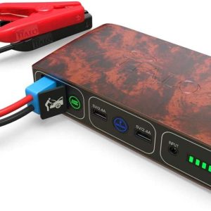 HALO Bolt 58830 mWh Portable Phone Laptop Charger Car Jump Starter with AC Outlet and Car Charger - Wood Grain