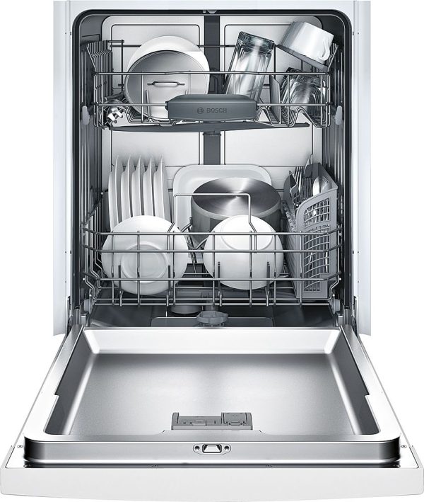 Bosch - 100 Series 24" Front Control Tall Tub Built-In Dishwasher with Hybrid Stainless-Steel Tub - White - Image 3