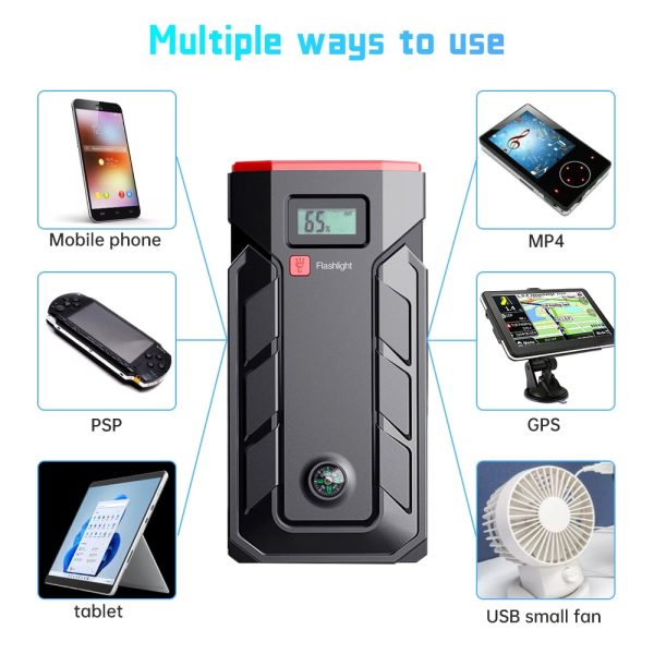 Car Battery Jump Starter 600A Jump Box (4L Gas/2.5L Diesel),DFITO Portable Car Starter Battery Pack with Smart Jumper Cables, Quick Charge, Large Display, Lights - Image 7