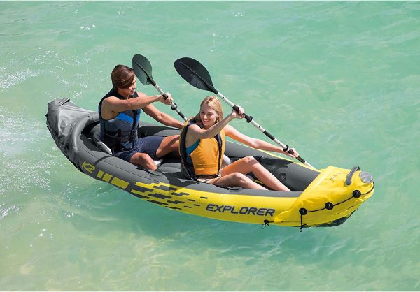 Explorer K2 Kayak， 2-Person Inflatable Kayak Set with Aluminum Oars and High Output Air Pump - Image 4