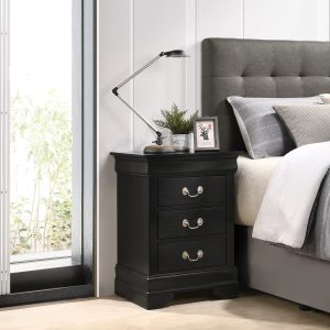 DeeHome Glory Furniture Louis Phillipe G3150-3N 3 Drawer Nightstand , Black