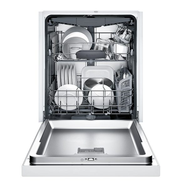 Bosch - 300 Series 24" Recessed Handle Dishwasher with Stainless Steel Tub - White - Image 5