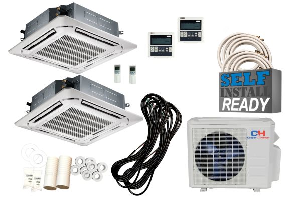 Cooper & Hunter 28000 BTU Dual Zone Mini Split Ductless 12K+12K Ceiling Cassette + 25 Ft Installation Kit - Image 5
