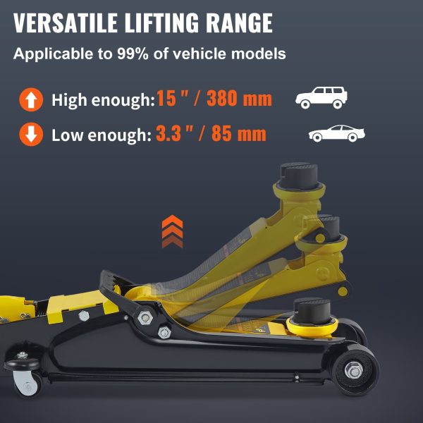 SKYSHALO 2.5 ton Heavy Steel Single Piston Hydraulic Pump Low Profile Floor Jack - Image 3