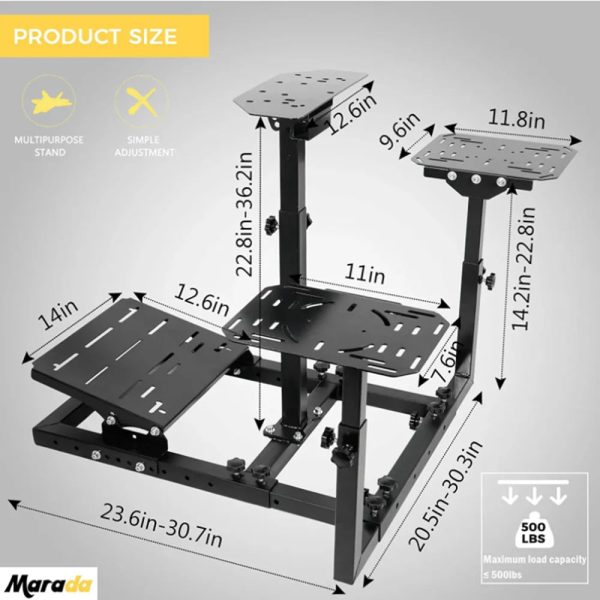 Marada Flight Simulator Cockpit Racing Steering Stand Adjustable Fit for Thrustmaster HOTAS Warthog - Image 2