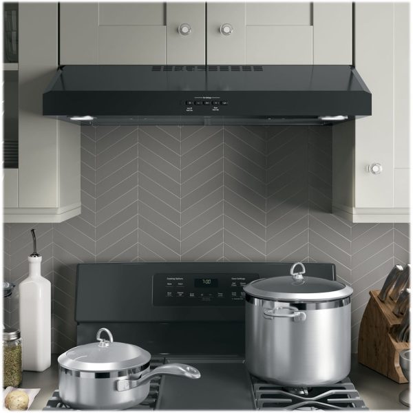 GE - 30" Convertible Range Hood - Black on black - Image 2