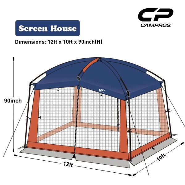 CAMPROS Screen House Room 12' x 10' Canopy Tent Sun Shelter, Blue - Image 2