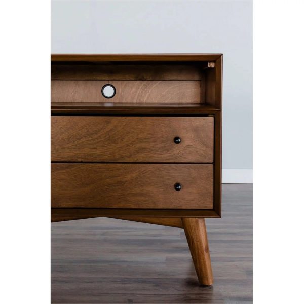 Home Square 4 Piece Set with Small TV Console Full Wood Bed & Large Nightstand - Image 22