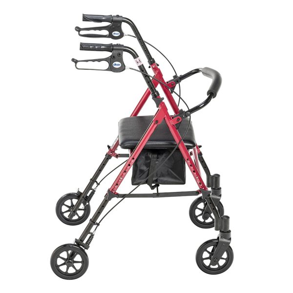 Drive Medical Adjustable Height Aluminum Frame Rollator with 6 Inch Casters, Red💝 Last Day For Clearance - Image 2