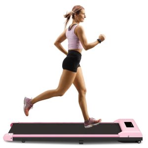 Bigzzia Walking Pad Under Desk Treadmill, Treadmills with Remote Control & LCD Display for Home Office, 265 lbs Max Weight, Pink